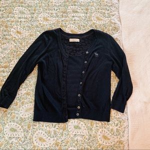 Abercrombie & Fitch navy blue mid sleeve cardigan